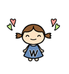 イニシャルW 女の子（個別スタンプ：15）