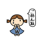 イニシャルW 女の子（個別スタンプ：21）