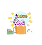 あいさつ_ピンク天使（個別スタンプ：4）