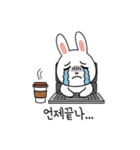 働くウサギ (Korean version)（個別スタンプ：1）