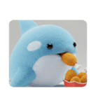 (文字なし)唐揚げを食べるシャチ（個別スタンプ：1）