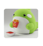 (文字なし)唐揚げを食べるシャチ（個別スタンプ：4）