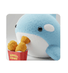 (文字なし)唐揚げを食べるシャチ（個別スタンプ：5）