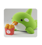 (文字なし)唐揚げを食べるシャチ（個別スタンプ：8）