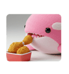 (文字なし)唐揚げを食べるシャチ（個別スタンプ：9）