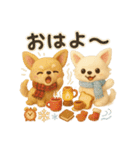 ふわふわチワワの冬スタンプ（個別スタンプ：1）