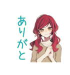 夏★普段着赤髪女子のゆるスタンプ（個別スタンプ：3）