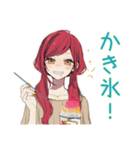 夏★普段着赤髪女子のゆるスタンプ（個別スタンプ：5）