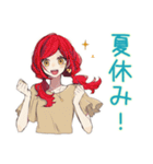 夏★普段着赤髪女子のゆるスタンプ（個別スタンプ：6）