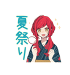夏★普段着赤髪女子のゆるスタンプ（個別スタンプ：16）