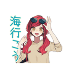 夏★普段着赤髪女子のゆるスタンプ（個別スタンプ：19）