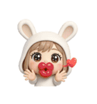 【文字なし】毎日送れる着ぐるみうさぎ（個別スタンプ：6）