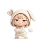 【文字なし】毎日送れる着ぐるみうさぎ（個別スタンプ：11）