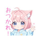 ラブリー猫耳パーカーの女の子スタンプ（個別スタンプ：7）
