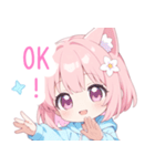 ラブリー猫耳パーカーの女の子スタンプ（個別スタンプ：20）