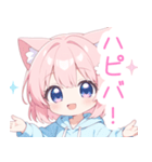 ラブリー猫耳パーカーの女の子スタンプ（個別スタンプ：26）