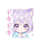 パープル猫耳パーカーの女の子スタンプ（個別スタンプ：12）