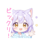 パープル猫耳パーカーの女の子スタンプ（個別スタンプ：28）