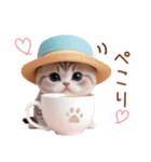 スコティッシュ猫 麦わら帽 会話 お返事（個別スタンプ：10）