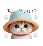 スコティッシュ猫 麦わら帽 会話 お返事（個別スタンプ：19）