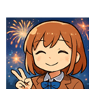 花火とワクワク女子高生2@SFW（個別スタンプ：1）