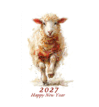2027年/令和9年/未年/羊年/あけおめ/年賀状（個別スタンプ：31）