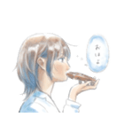水彩風横顔スタンプ（個別スタンプ：1）