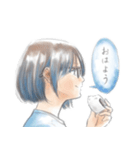 水彩風横顔スタンプ（個別スタンプ：2）