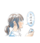 水彩風横顔スタンプ（個別スタンプ：3）