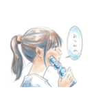 水彩風横顔スタンプ（個別スタンプ：4）