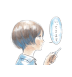 水彩風横顔スタンプ（個別スタンプ：5）