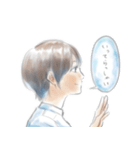水彩風横顔スタンプ（個別スタンプ：6）