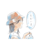 水彩風横顔スタンプ（個別スタンプ：7）