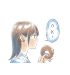 水彩風横顔スタンプ（個別スタンプ：13）