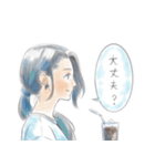 水彩風横顔スタンプ（個別スタンプ：18）