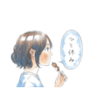 水彩風横顔スタンプ（個別スタンプ：20）