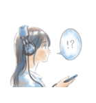 水彩風横顔スタンプ（個別スタンプ：24）