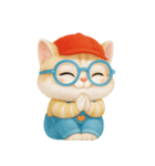 かわいいオレンジ色のメガネ猫 V.2（個別スタンプ：3）
