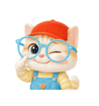 かわいいオレンジ色のメガネ猫 V.2（個別スタンプ：15）