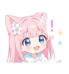 白×ピンク猫耳パーカーの女の子スタンプ（個別スタンプ：29）