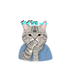 グレーのトラ猫 モフたんの日常（個別スタンプ：14）