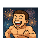 花火とムキムキボディービルダー@SFW（個別スタンプ：4）