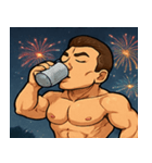 花火とムキムキボディービルダー@SFW（個別スタンプ：9）
