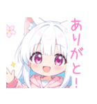 白×ピンク猫耳パーカーな女の子スタンプ（個別スタンプ：26）