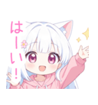 白×ピンク猫耳パーカーな女の子スタンプ（個別スタンプ：27）