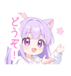 白×パープル猫耳パーカーの女の子スタンプ（個別スタンプ：12）
