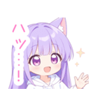 白×パープル猫耳パーカーの女の子スタンプ（個別スタンプ：25）