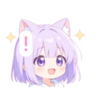 白×パープル猫耳パーカーの女の子スタンプ（個別スタンプ：30）
