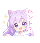白×パープル猫耳パーカーの女の子スタンプ（個別スタンプ：31）
