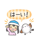 毎日使える✴︎シマエナガ＆ニット帽の女の子（個別スタンプ：5）